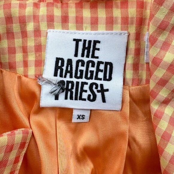 The Ragged Priest Gingham Print Blazer Jacket Orange - Picture 5 of 11